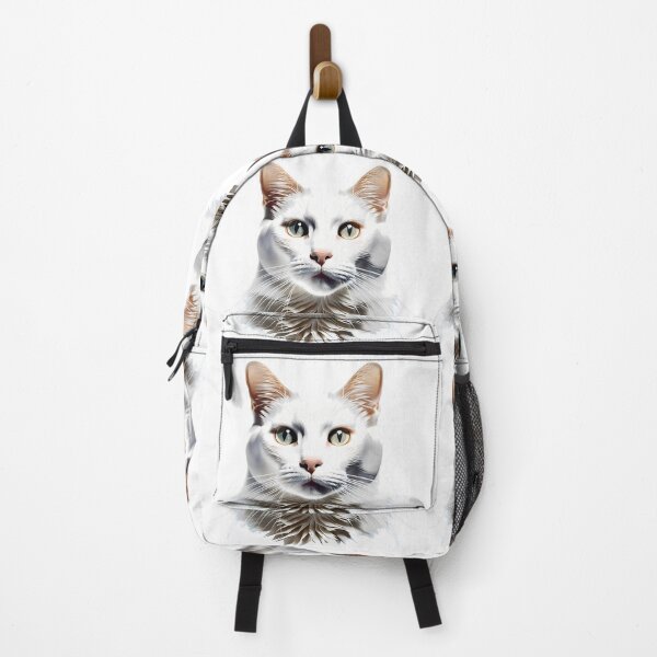 Item preview, Elegant White Cat Striking Eyes Turkish Van Feline designed and sold by ART ATTACK ZONE.