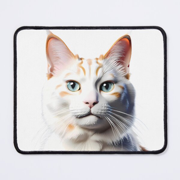 Item preview, Cool White Cat Striking Eyes Turkish Van Feline designed and sold by ART ATTACK ZONE.