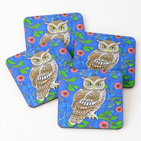 Item preview, Art Nouveau Inspired Owl, Brown on Cobalt Blue  designed and sold by Marymarice.