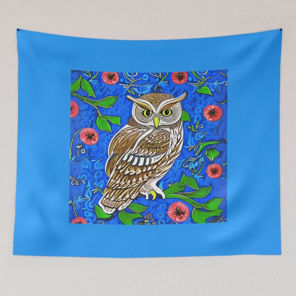 Item preview, Art Nouveau Inspired Owl, Brown on Cobalt Blue  designed and sold by Marymarice.