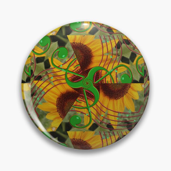 Item preview, SUNFLOWERS GEOMETRIC SHAPES HARMONY TREBLE CLEVE MUSICAL STAFF designed and sold by Ralek.