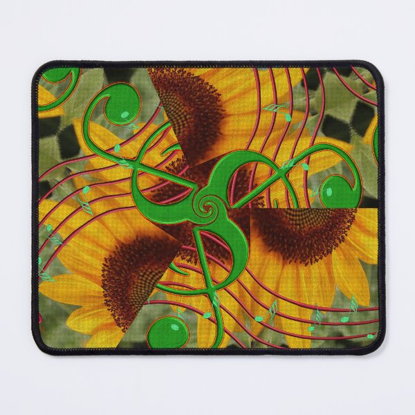 Item preview, SUNFLOWERS GEOMETRIC SHAPES HARMONY TREBLE CLEVE MUSICAL STAFF designed and sold by Ralek.