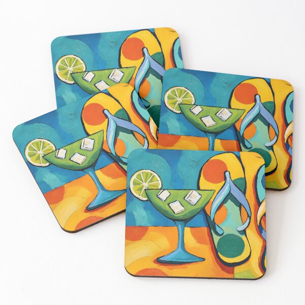 Item preview, Refreshing Cocktail and Beach Polka Dot Flip Flops in Vibrant Summer Colors designed and sold by OlfactoART Studio.