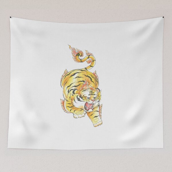 Item preview, Sacred Thai Battle Tiger – Hand-Drawn Mystical Warrior Spirit Animal Art designed and sold by JoynestStudioCo.