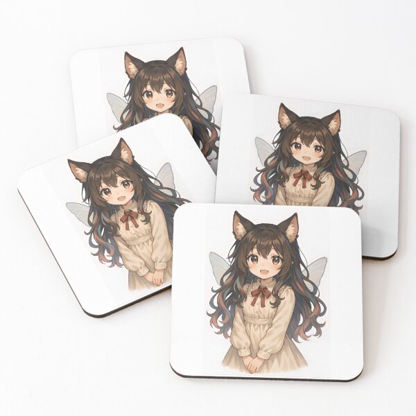 Item preview, Charming Anime Girl with Fox Ears and Fairy Wings in Vintage Dress designed and sold by Amr Siam.