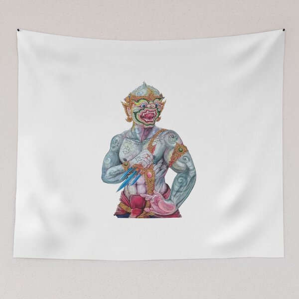 Item preview, Hanuman the Mighty – Hand-Drawn Thai Mythical Warrior Spirit with Sacred Power designed and sold by JoynestStudioCo.
