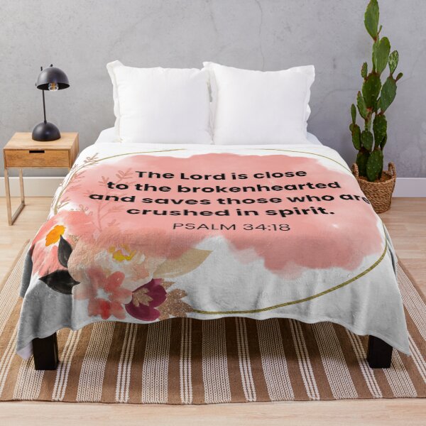 Item preview, Bible verse Psalm 34:18 pink floral  designed and sold by ClickATee Store .