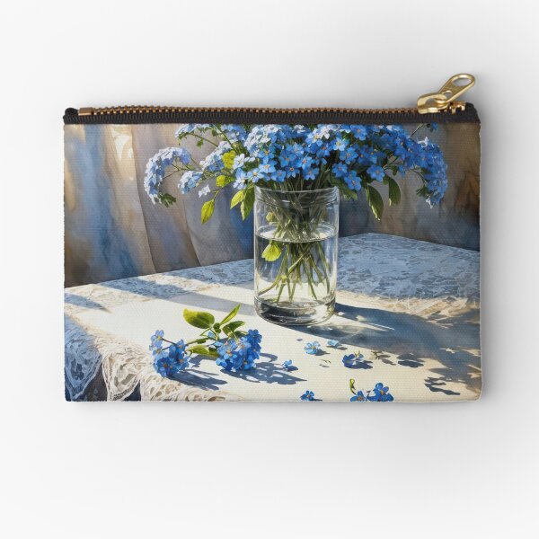 Item preview, Blue Forget-Me-Not Flower Bouquet On Lace Tablecloth designed and sold by Maria Dryfhout.