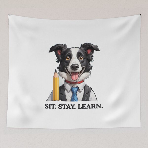 Item preview, Funny Border Collie Portrait – Comic Teacher Gift – Goofy Dog & Cat Owner Gifts – Humor Pet Lover Design designed and sold by KoraTalks.
