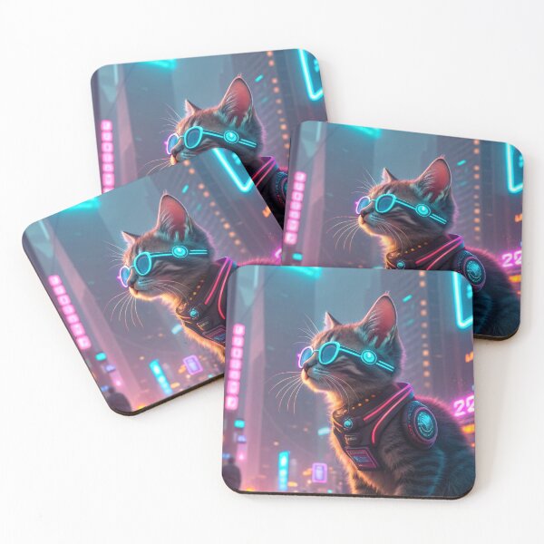 Item preview, Cyberpunk Kitten | Futuristic Neon Cat with Sunglasses & Street Style designed and sold by ArtiQreate.