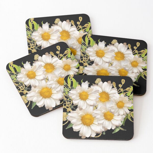 Item preview, White Daisy Pattern Watercolor Floral Gerber Flower Bouquet Blue Paint  designed and sold by dmr studio.