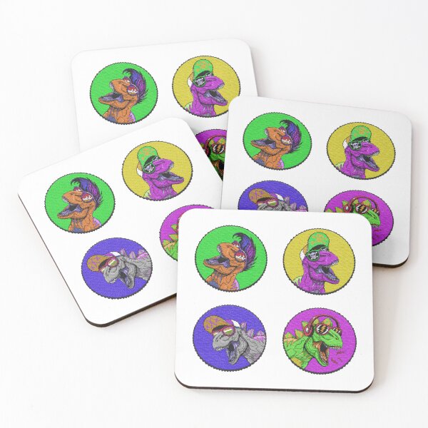 Item preview, crazy cool pop art t rex dinosaurs - embroidery patches designed and sold by hayrpictures.