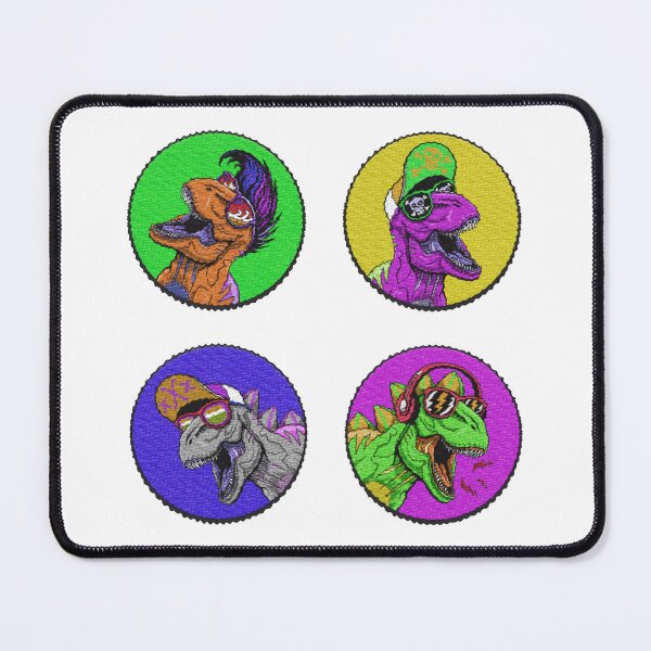 Item preview, crazy cool pop art t rex dinosaurs - embroidery patches designed and sold by hayrpictures.