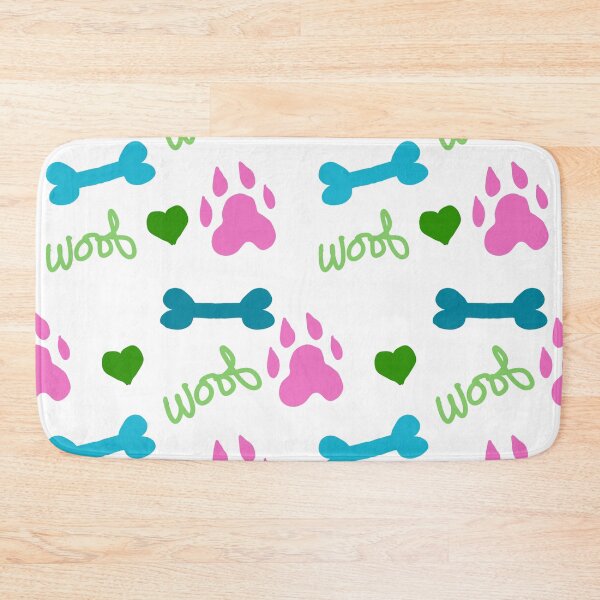 Item preview, Dog Paw Bone Woof Pattern PInk Blue Green designed and sold by ValeriesGallery.