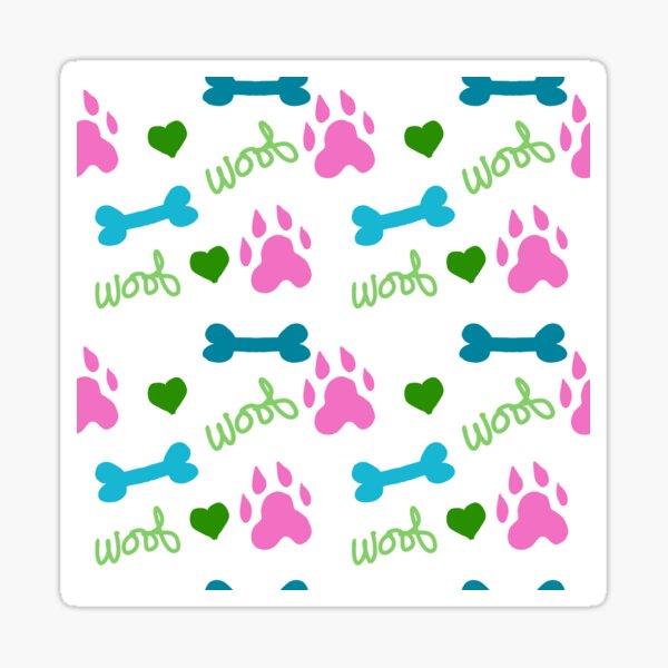 Item preview, Dog Paw Bone Woof Pattern PInk Blue Green designed and sold by ValeriesGallery.