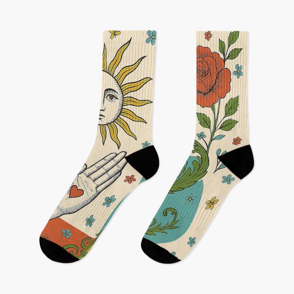 Item preview, Mystic Sun Peacock and Floral Folk Art Illustration designed and sold by weirdfishes123.