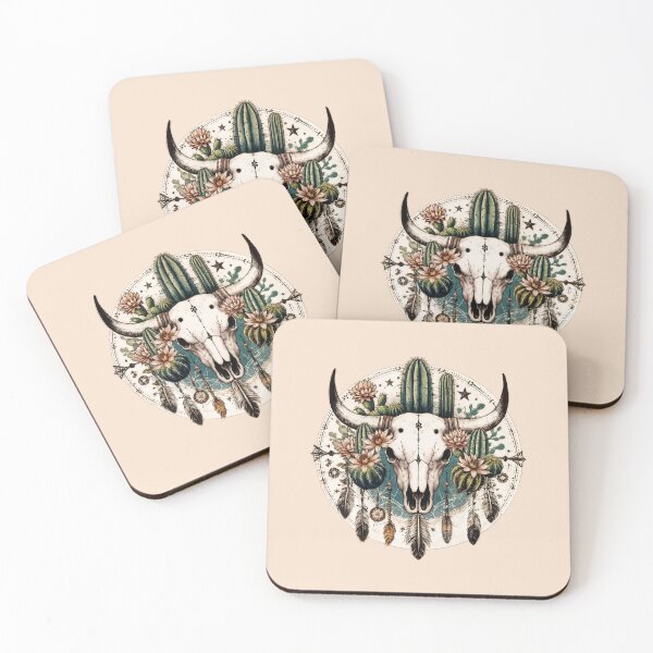 Item preview,  Cow Skull and succulent plants, Boho Cow Skull with cactus saguaro, watercolor,style, rodeo, wild, farm, cowgirl, shabby chic designed and sold by Collagedream.