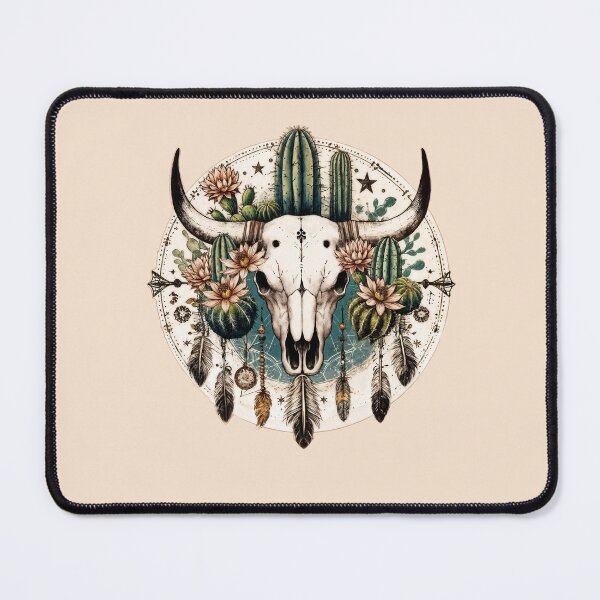 Item preview, Cow Skull and succulent plants, Boho Cow Skull with cactus saguaro, watercolor,style, rodeo, wild, farm, cowgirl, shabby chic designed and sold by Collagedream.