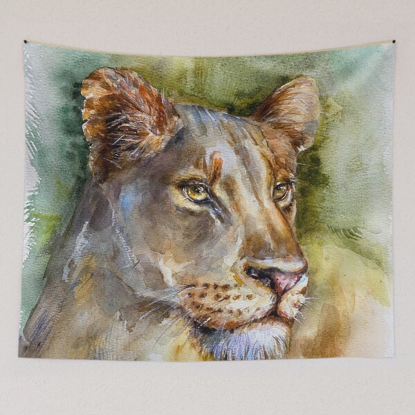 Item preview, Portrait of a lioness in watercolor. designed and sold by Elena Reutova.