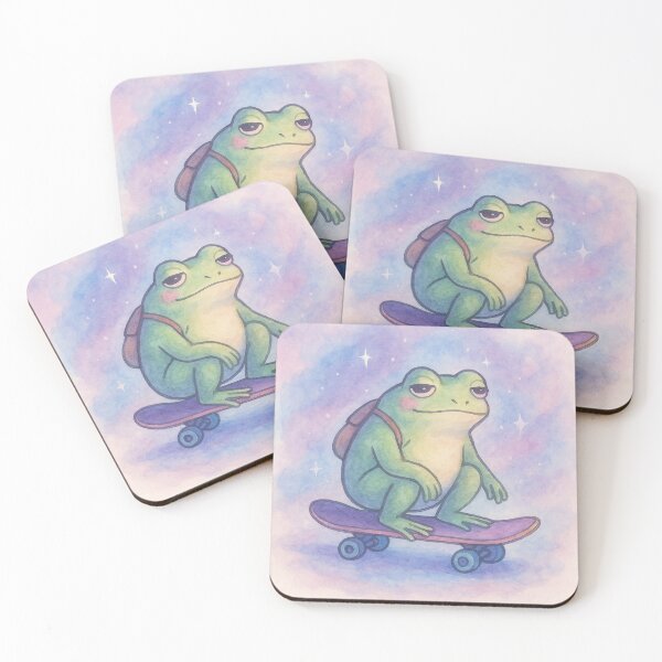 Item preview, Dreamy Frog on a Skateboard – Watercolour Vibes designed and sold by Mjonkey.