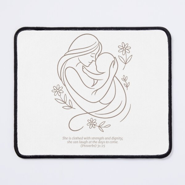 Item preview, Minimalist Mom Quote Art - Proverbs 31:25 Warm Brown Christian Line Drawing designed and sold by MiniindY Pop.