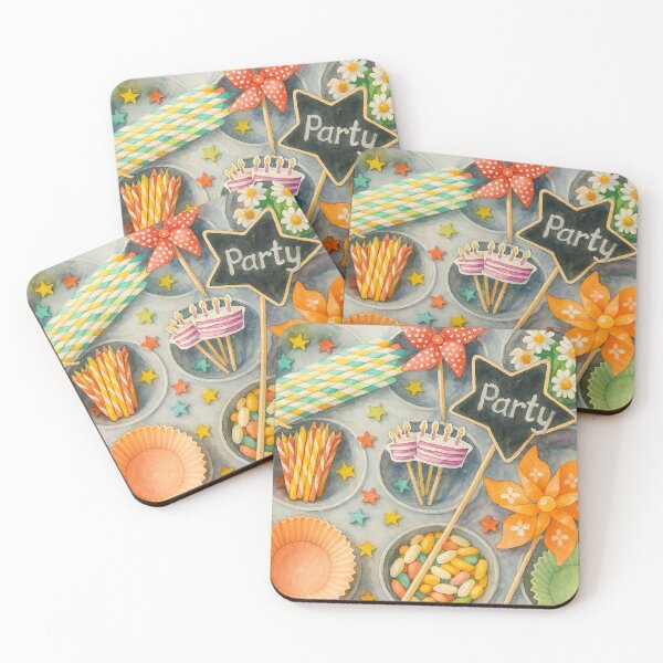 Item preview, Watercolor Party Supplies Flatlay Illustration designed and sold by Pacika.