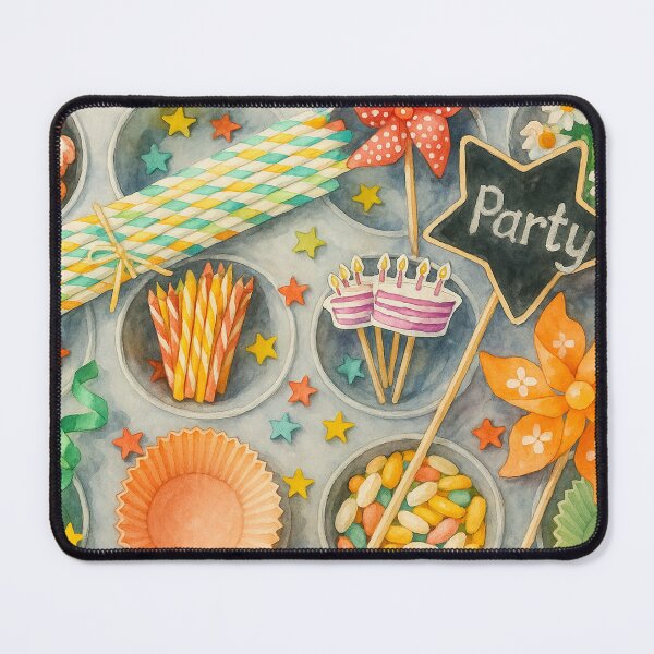 Item preview, Watercolor Party Supplies Flatlay Illustration designed and sold by Pacika.