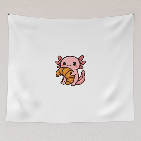 Item preview,  Kawaii Axolotl Enjoying a French Croissant Snack designed and sold by RetroPop23.
