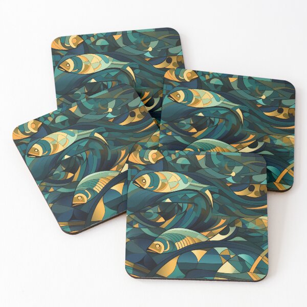 Item preview, Geometric Fish with Vintage Elegance designed and sold by mittie101.