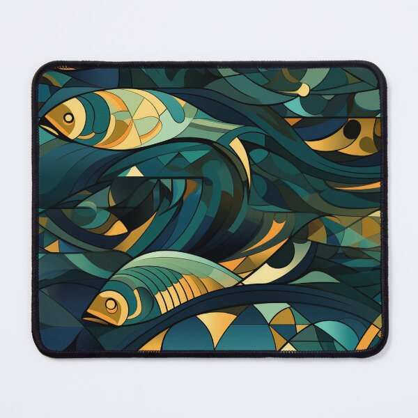Item preview, Geometric Fish with Vintage Elegance designed and sold by mittie101.