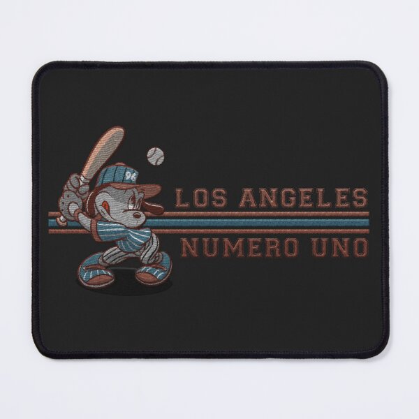 Item preview, cool cartoon baseball player puppy - los angeles numero uno embroidery patch designed and sold by hayrpictures.