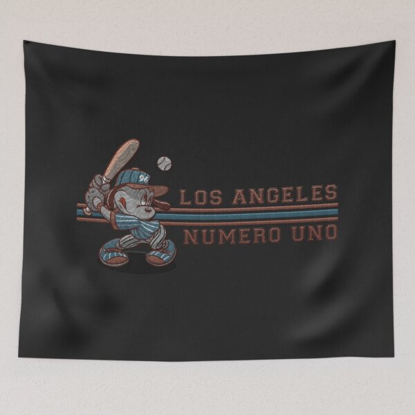 Item preview, cool cartoon baseball player puppy - los angeles numero uno embroidery patch designed and sold by hayrpictures.