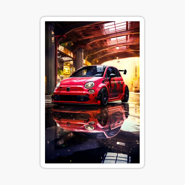 Item preview, Italian Hot Hatch Reflected On Glossy Urban Garage Floor designed and sold by RevUpDesign.