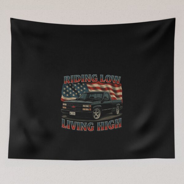 Item preview, Riding Low Living High Chevy 1500 with American Flag Tribute designed and sold by TheArtOfCar.