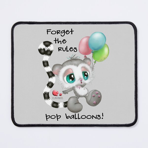 Item preview, Happy Lemur with Colorful Balloons – Forget the Rules Pop Balloons Hand Drawn Art designed and sold by Plakartis.