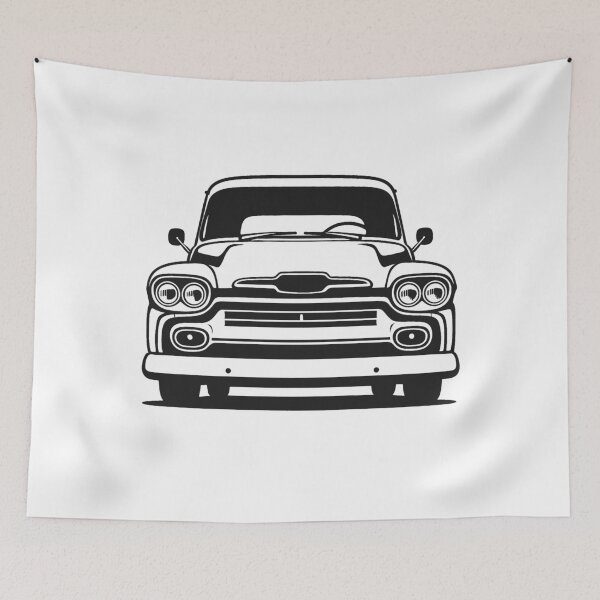 Item preview, 1958 Chevy Apache Front View Vintage Line Art for Classic Truck Fans designed and sold by TheArtOfCar.