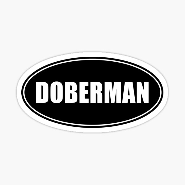DOBERMAN Black And White Oval Sticker