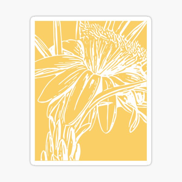 Item preview, Botanical Line Art Block Print in Summery Yellow and White designed and sold by JuneJournal.