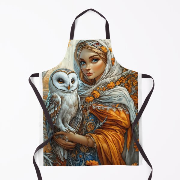 Item preview, Woman with owl in enchanted autumn forest setting designed and sold by Artessie.