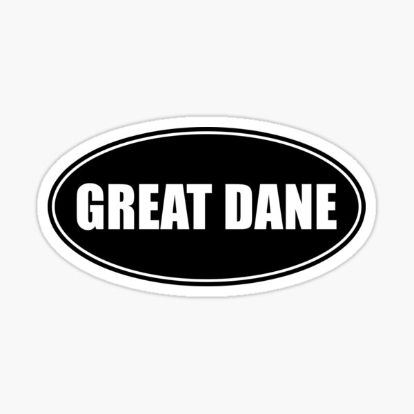GREAT DANE Black And White Oval Sticker