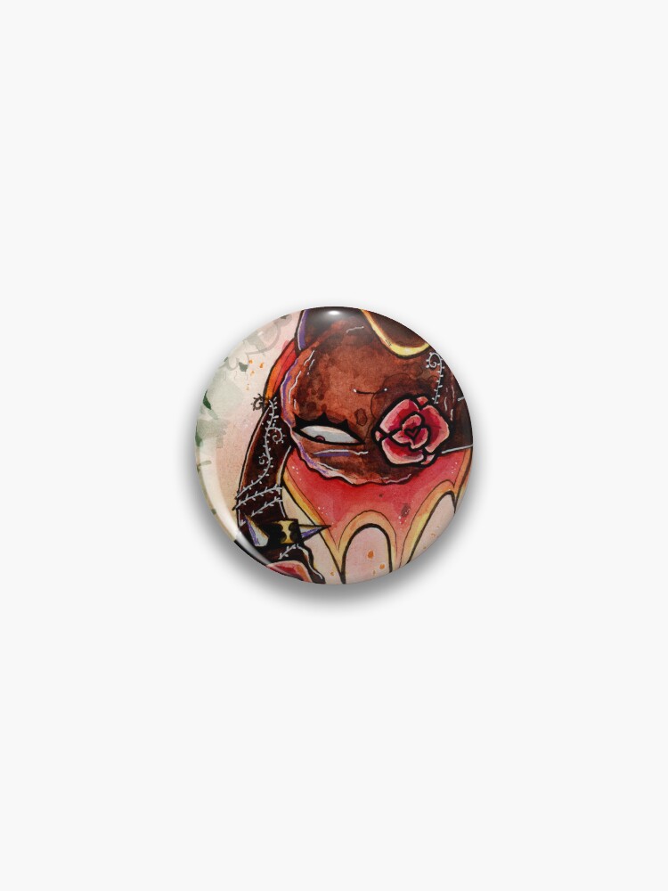 Thumbnail 1 of 3, Pin, Roses (Fireball) designed and sold by maniczombiegirl.