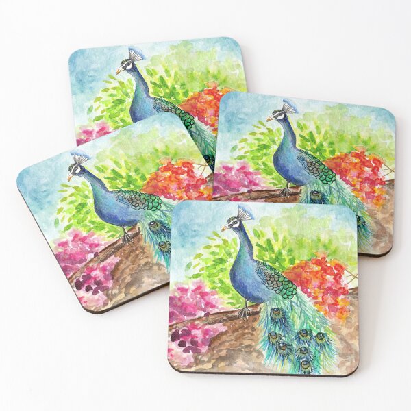 Item preview, Colorfu Watercolor Peacock Illustration designed and sold by SomeChicksArt.