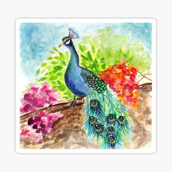 Item preview, Colorfu Watercolor Peacock Illustration designed and sold by SomeChicksArt.