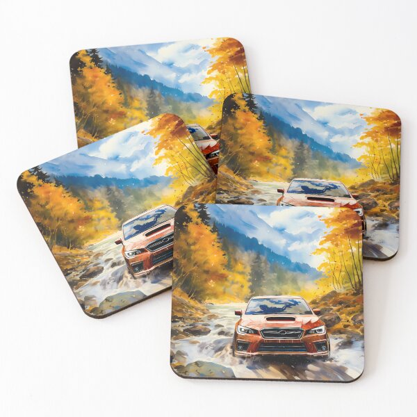 Item preview, Rally Car Crossing Rocky Stream In Alpine Forest Scene designed and sold by RevUpDesign.