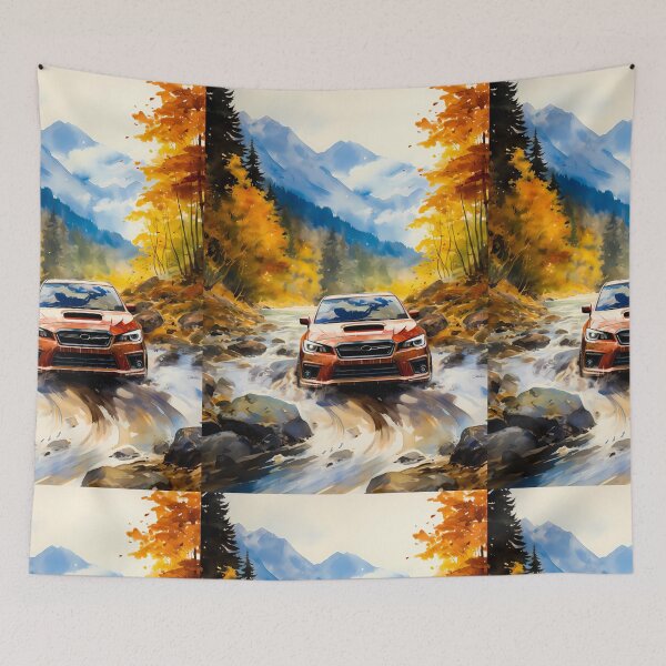 Item preview, Rally Car Crossing Rocky Stream In Alpine Forest Scene designed and sold by RevUpDesign.