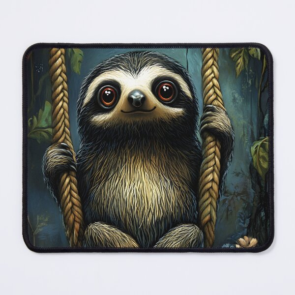 Item preview, Adorable sloth on a swing amidst lush jungle flora. designed and sold by Artessie.