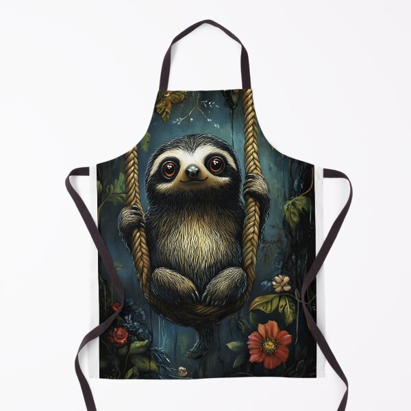 Item preview, Adorable sloth on a swing amidst lush jungle flora. designed and sold by Artessie.