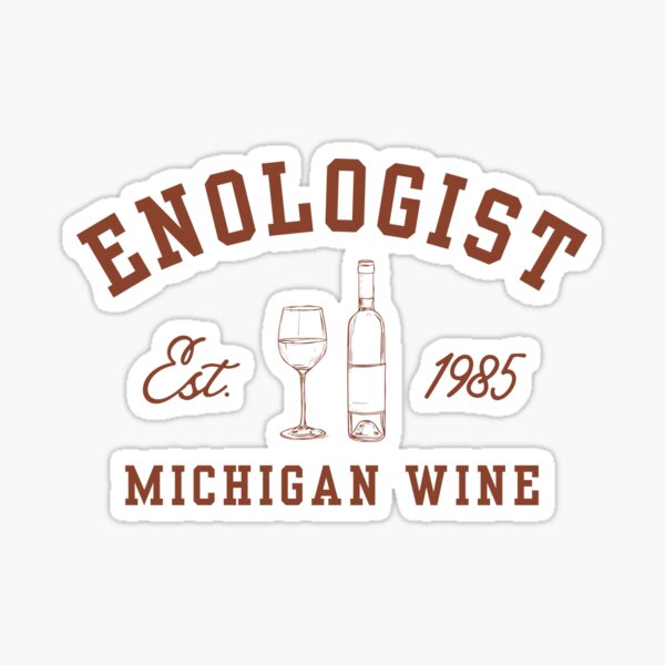 Enologist Michigan Wine Est. 1985 – Vintage Wine Varsity Design (Red) Sticker