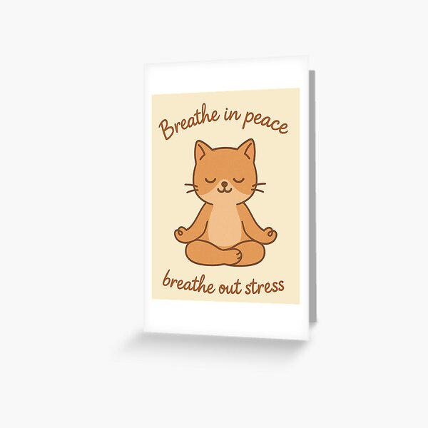 Artikel-Vorschau von Atme Frieden ein, atme Stress aus - Yoga meditierende Katze, designt und verkauft von QWTees.