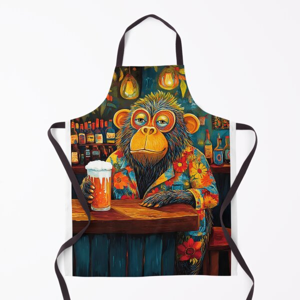 Item preview, Stylish Monkey in Floral Suit Holding a Pint at Bar designed and sold by Artessie.